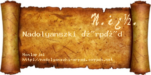 Nadolyanszki Árpád névjegykártya